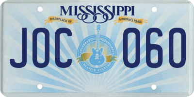 MS license plate JOC060