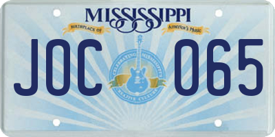 MS license plate JOC065