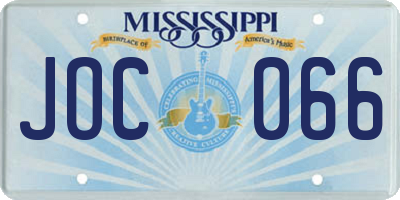 MS license plate JOC066