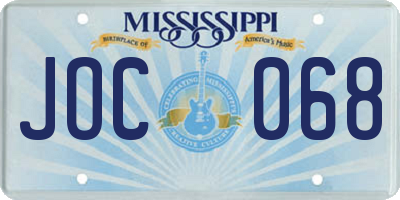 MS license plate JOC068