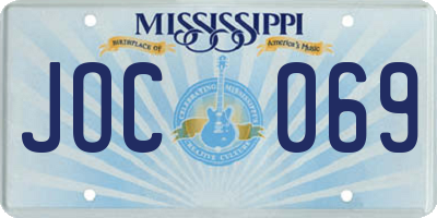 MS license plate JOC069