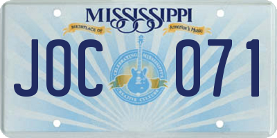 MS license plate JOC071