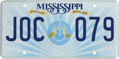 MS license plate JOC079