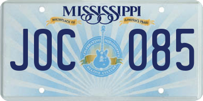 MS license plate JOC085