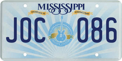 MS license plate JOC086