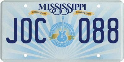 MS license plate JOC088