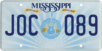 MS license plate JOC089