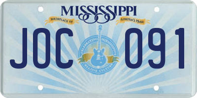 MS license plate JOC091