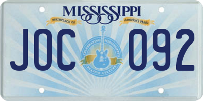 MS license plate JOC092