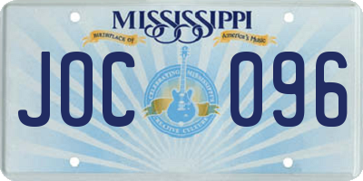 MS license plate JOC096