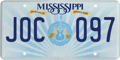 MS license plate JOC097