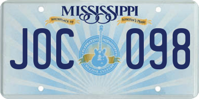 MS license plate JOC098