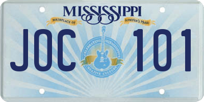 MS license plate JOC101