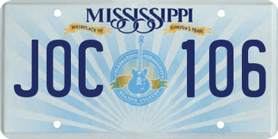 MS license plate JOC106