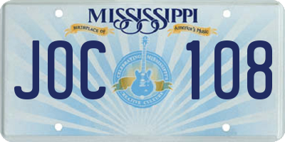 MS license plate JOC108