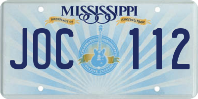 MS license plate JOC112