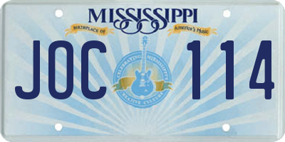 MS license plate JOC114
