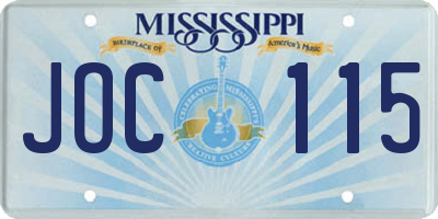 MS license plate JOC115
