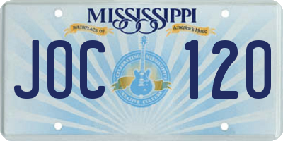 MS license plate JOC120