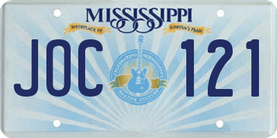 MS license plate JOC121