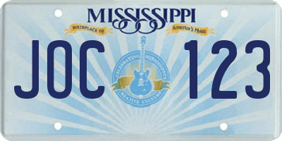MS license plate JOC123