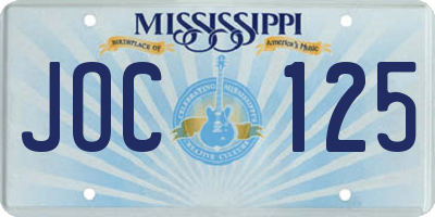 MS license plate JOC125
