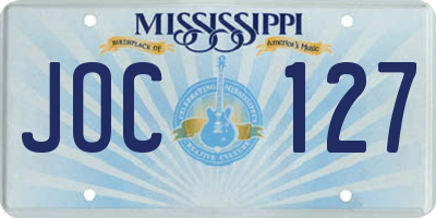MS license plate JOC127