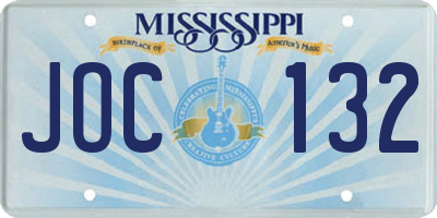 MS license plate JOC132