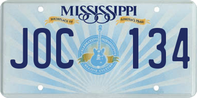 MS license plate JOC134