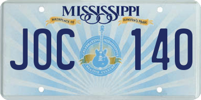 MS license plate JOC140