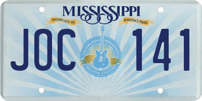 MS license plate JOC141