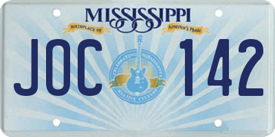 MS license plate JOC142