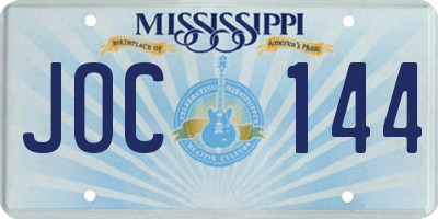 MS license plate JOC144