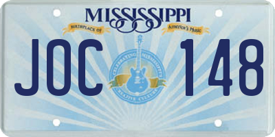 MS license plate JOC148