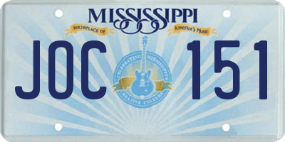 MS license plate JOC151