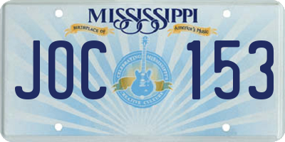 MS license plate JOC153