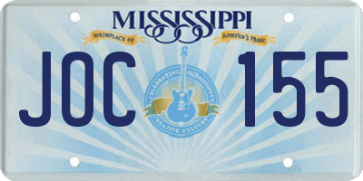 MS license plate JOC155