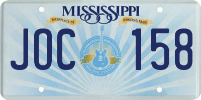 MS license plate JOC158