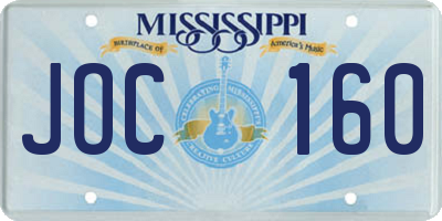 MS license plate JOC160