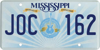 MS license plate JOC162