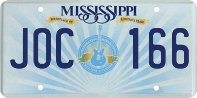 MS license plate JOC166