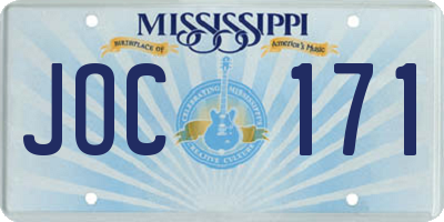 MS license plate JOC171