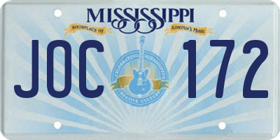 MS license plate JOC172