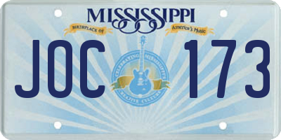 MS license plate JOC173