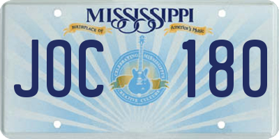 MS license plate JOC180