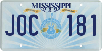MS license plate JOC181