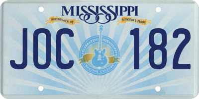 MS license plate JOC182