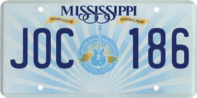 MS license plate JOC186