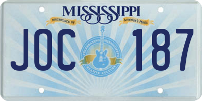 MS license plate JOC187