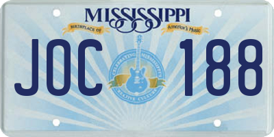 MS license plate JOC188